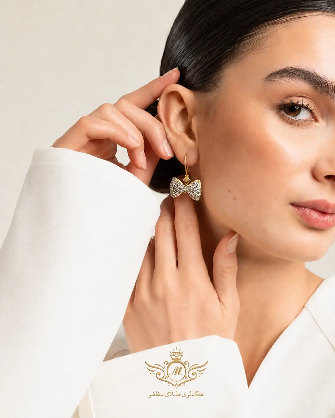 گوشواره پاپیون تمام تراش